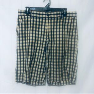 Izod Shorts Mens 33 Blue Yellow Plaid Casual Golf Flat Front Chino